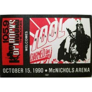 Billy Idol Charmed Life Backstage Pass Original 1990 Rock Concert New Wave Punk